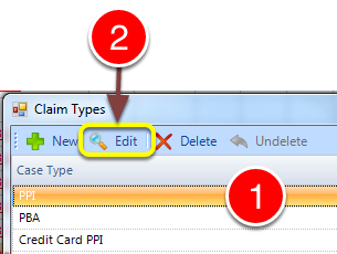 Open Edit Claim Type Window