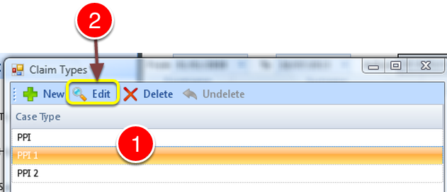 Open the Edit Claim Type Window