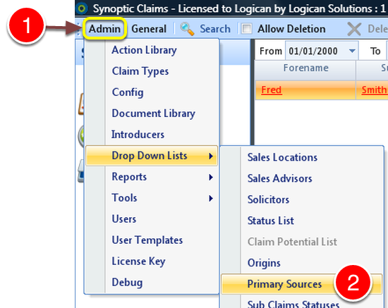 Open the Primary Sources window