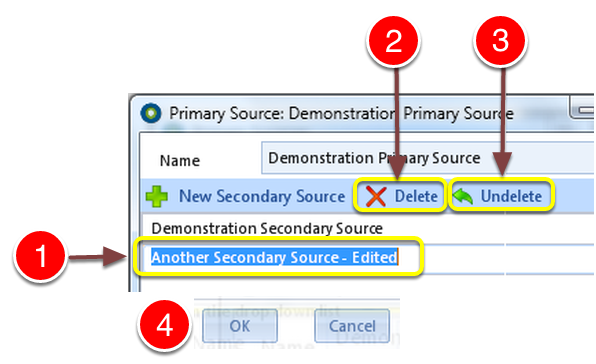 Delete a Secondary Source description