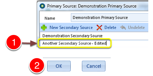 Edit an Existing Secondary Source description