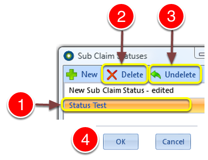 Delete a Sub Claims Status