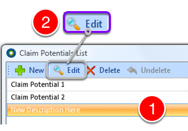 Edit Claim Potential Details