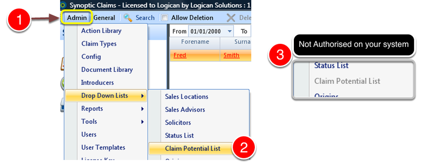 Open the Claim Potential List window