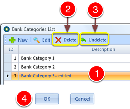 Delete a Bank Category detail.