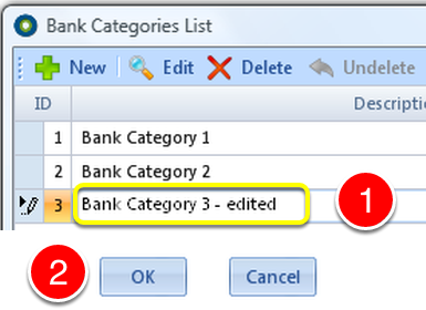 Edit a Bank Category detail.
