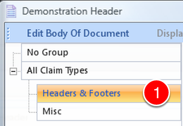 Add the Header to the Headers \& Footers Group