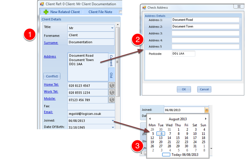 Key in Client Details