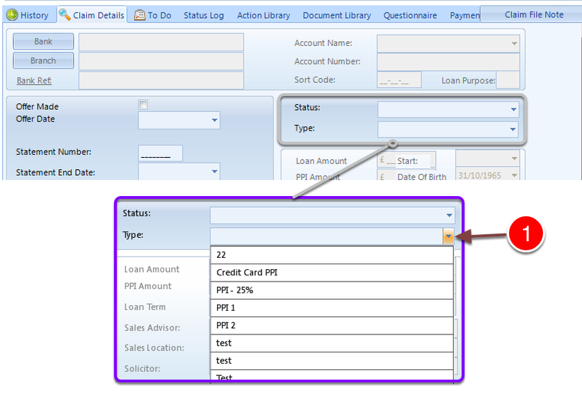 Select the Claim Type