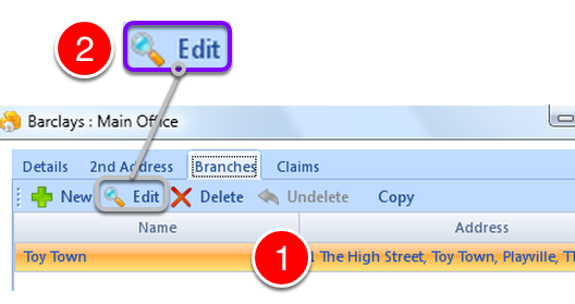 Change Bank Branch details