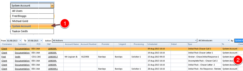 Select the Agent that initially took details of the Claim