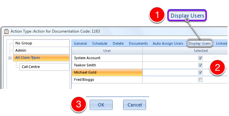Select the Required Display Users