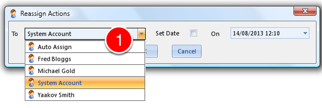 Select who to Assign the Action to