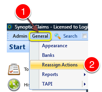 Open the Reassign Actions window