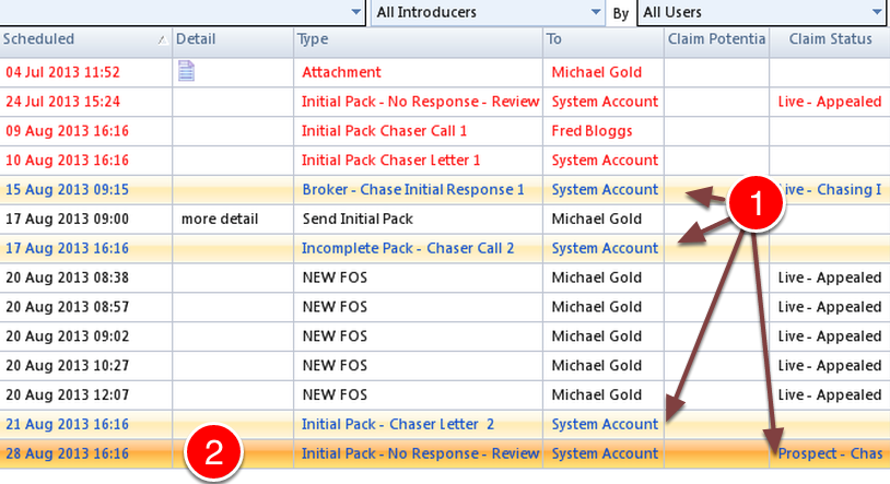 or select several Actions to Reassign