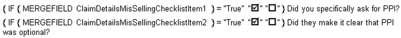 Example of how to format statements to create tick or unticked checkboxes