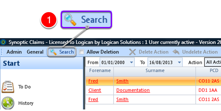 Open the Search window