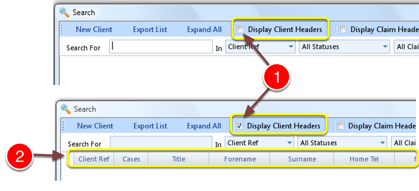 Turn the Client Header on or off