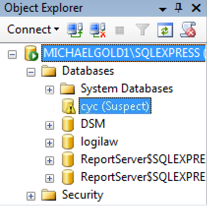Check the status of the database