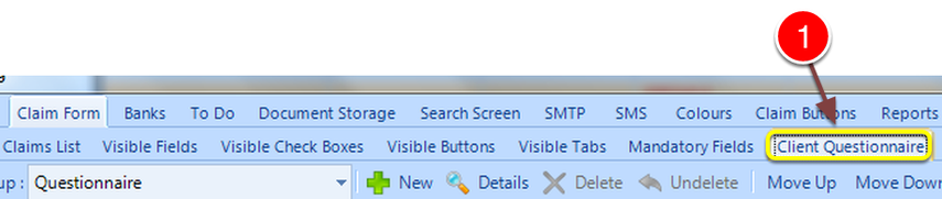 Open the Client Questionnaire window