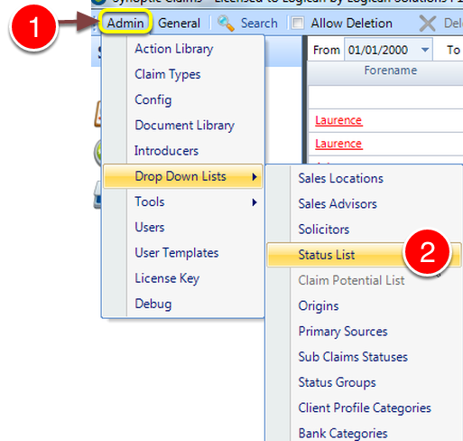 Open the Status List window