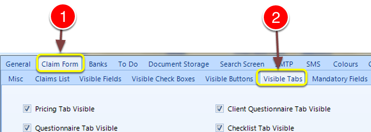 Open the Visible Tabs window