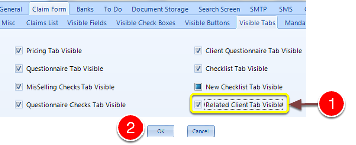 Turn on the Related Client Tab