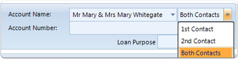 An additional drop down is displayed next to the Account Name drop down list