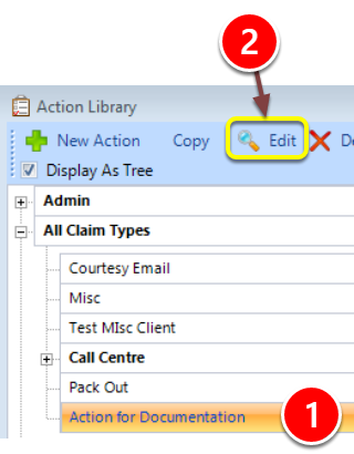 Select the Action