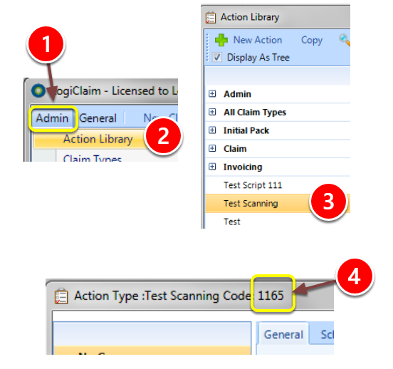 Look up the ID of the Action that will be required to be Run or Scheduled after scanning the returned letter
