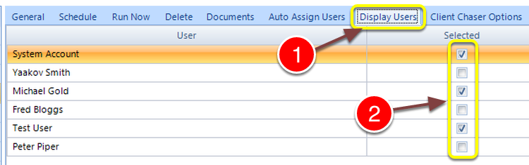 Select the Users that Can See this Action