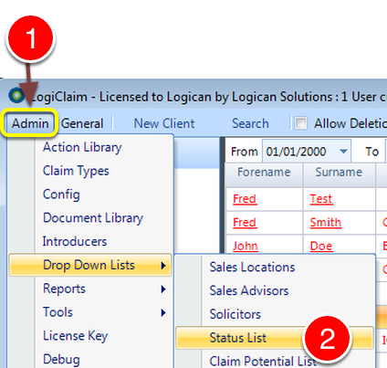 Open the Status List