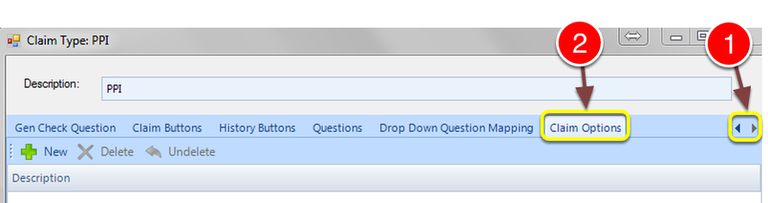 Select the Claim Options tab