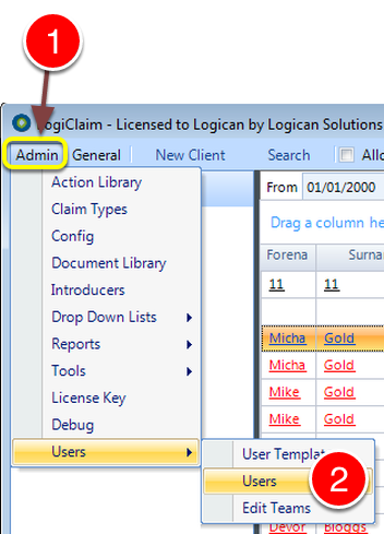 Open the Users window