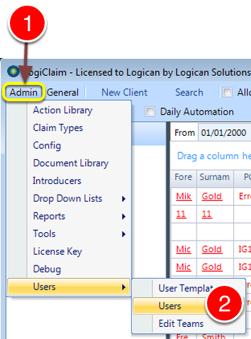 Open the Users window