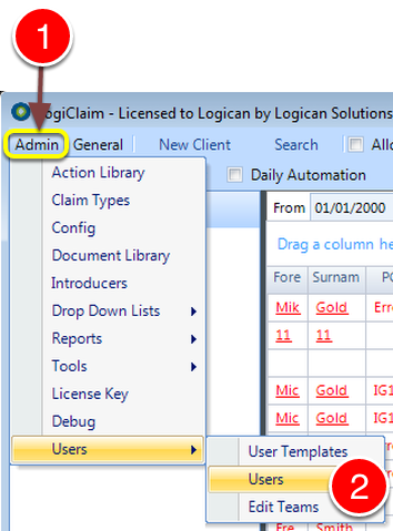 Open the Users window