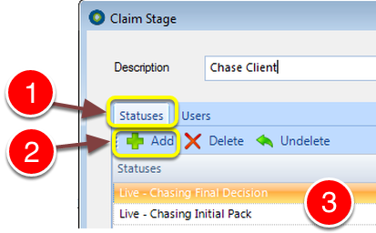 Add the Claim Status(es) to the Stage