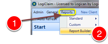 Select the Report Builder from the Menu