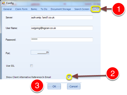 Change the SMTP setting