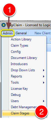 Open the Claim Stage window