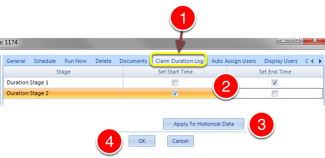 Set the required action against the Claim Duration Stage