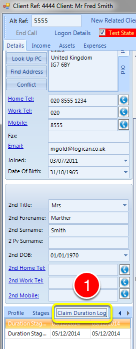 View the details of the Claim Duration Log.