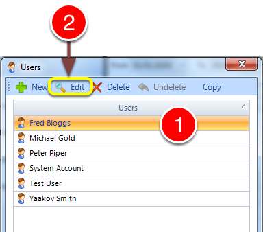 Select the User to edit