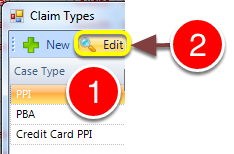 Open the required Claim Type's window