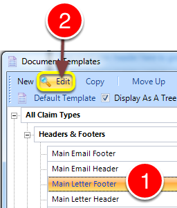 Open the required Template window