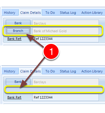 The Branch button and field in the Claim window can now be removed
