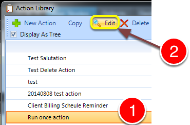 Open the Action window
