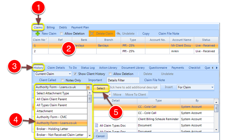 Select Attachment type and source
