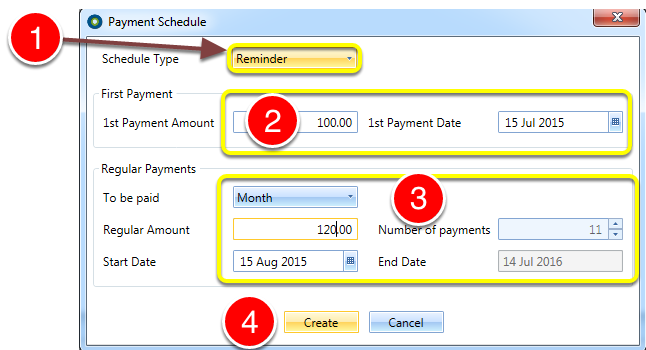 Create a payment schedule