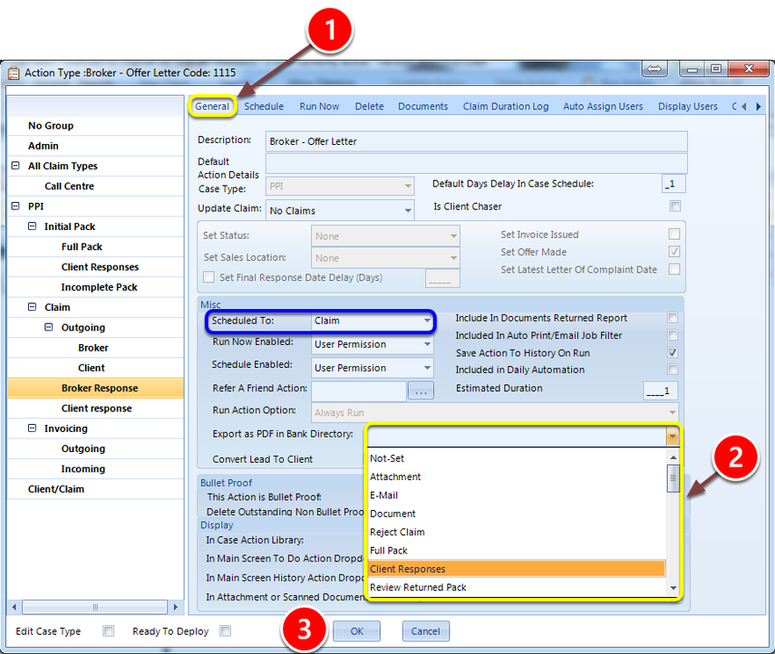 Choose the required attachment to be sent to the JP2 folder
